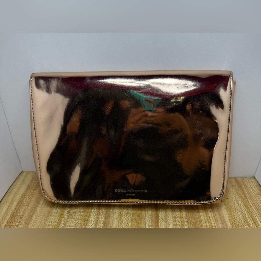 Olympea By Paco Rabanne Rose Gold Metallic Make Up Pouch Cosmetic Clutch Bag